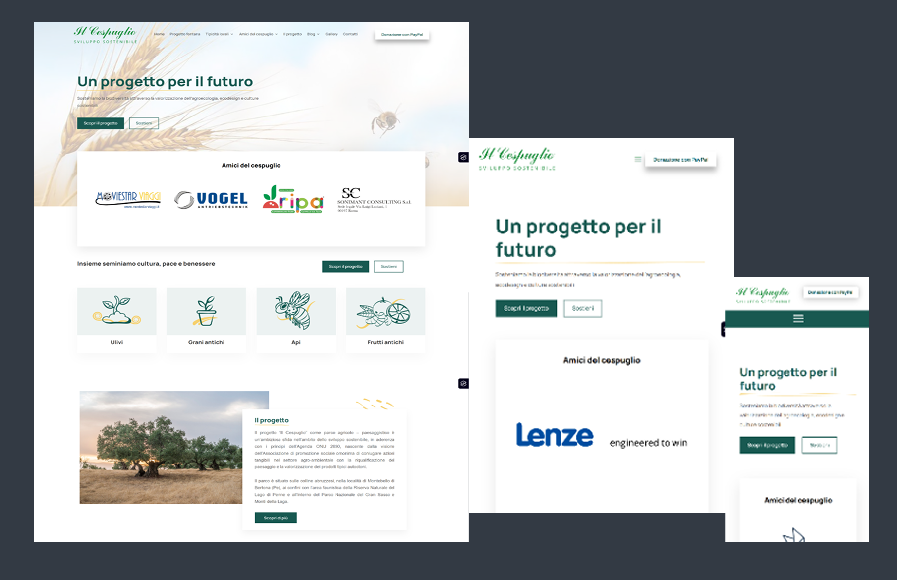 interfaccia home responsive del sito il cespuglio
