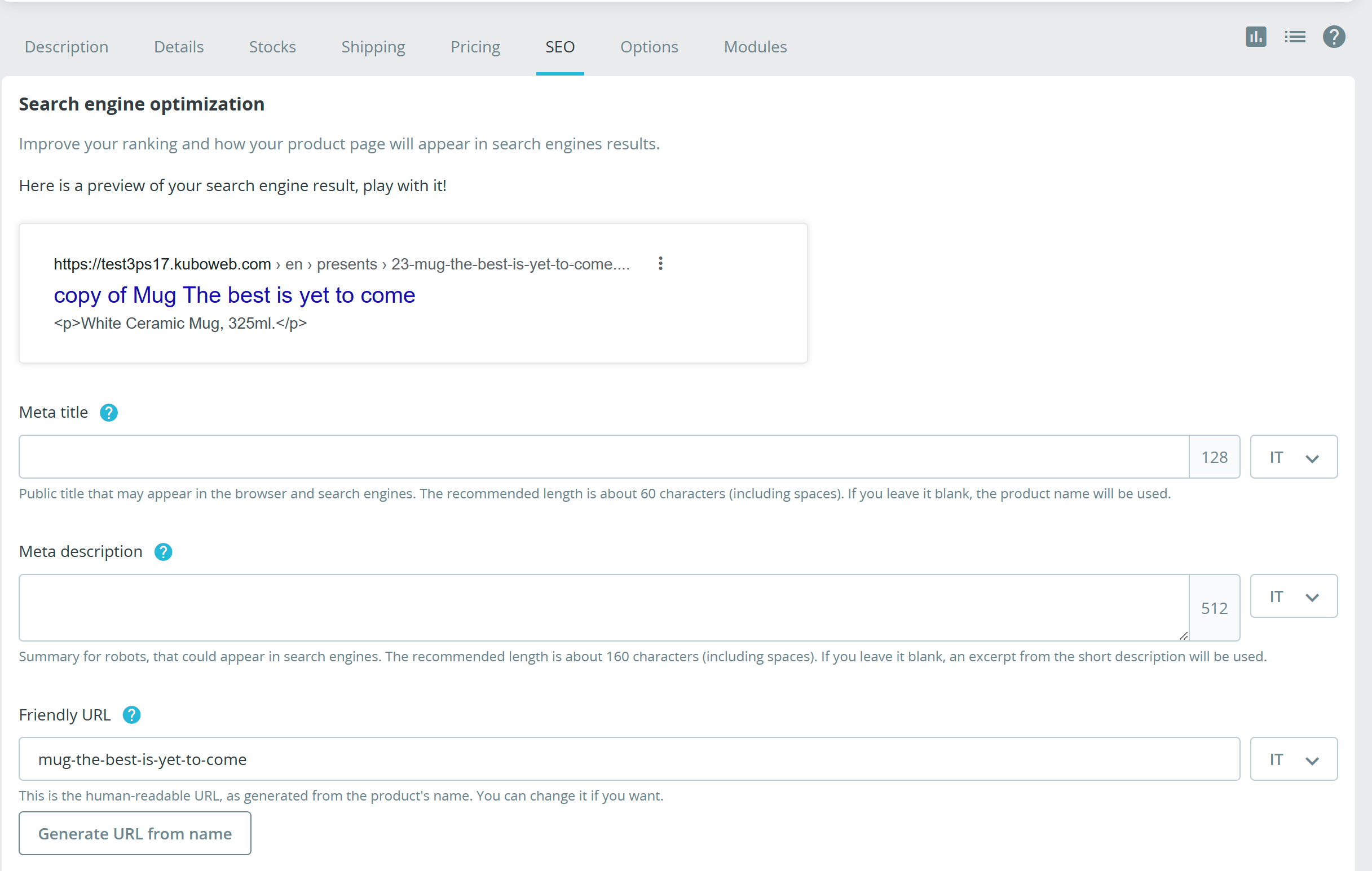 meta tags prestashop