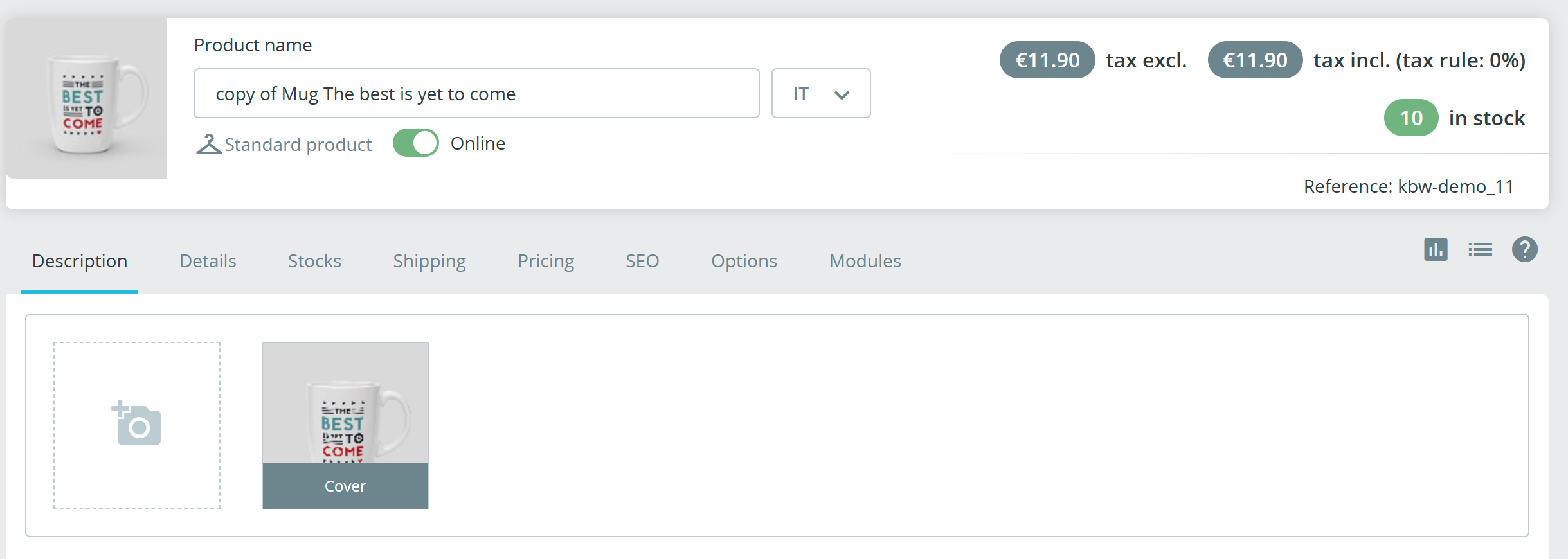 scheda prodotto prestashop